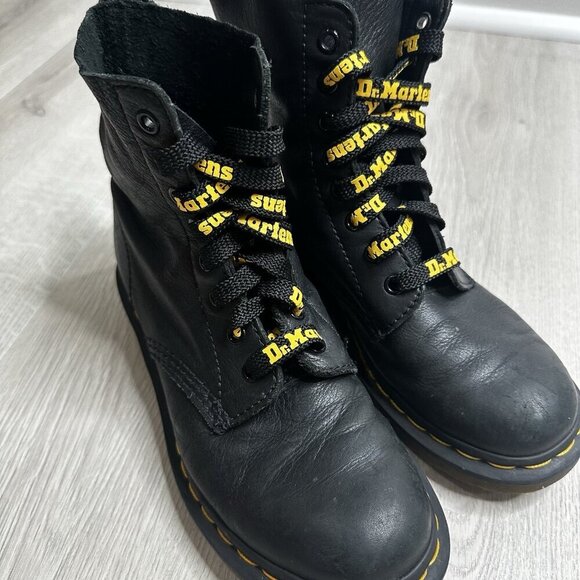 Dr. Martens 1460 Women’s Size 7 Pascal Virginia Soft Black Leather Combat Boots - Picture 2 of 12